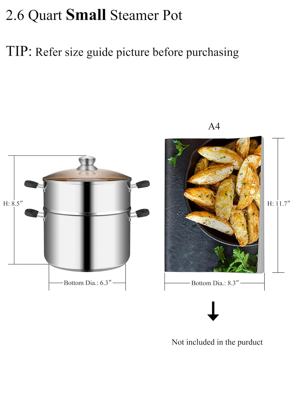 VENTION 7.1 Inch Small Vegetable Steamer for Cooking, Stainless Steel Couscoussier 2.6 QT, 2 Tier Induction Small Steam Pot for Broccoli, 18cm Couscous Steamer Pan