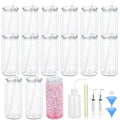Maucircol 15 Pack Acrylic Snow Globe Tumbler, 20 Oz Pre Drilled Double Wall Snow Globe Supplies Kit, Plastic Snowglobe Tumbler DIY Kit Including Cups and DIY Tools