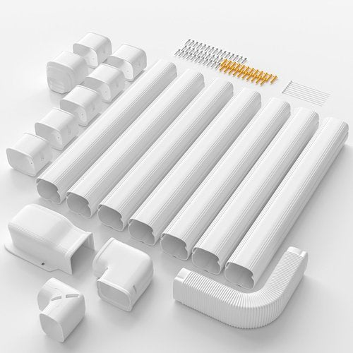 Cestluck Mini-Split AC Line Set Cover: 3" 25.5 Ft Line Hide for Mini Split Central AC HVAC Heating System - Waterproof PVC Outdoor Pipe Cover Split Unit Line Guard Decorative Refrigerant Line Cover