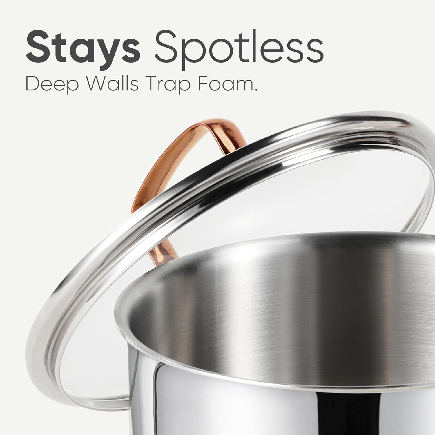 CAROTE 6 Qt Tri-Ply Stainless Steel Stockpot - Non-Toxic Soup Pot with Lid | Even Heating, Oven Safe, Induction Compatible