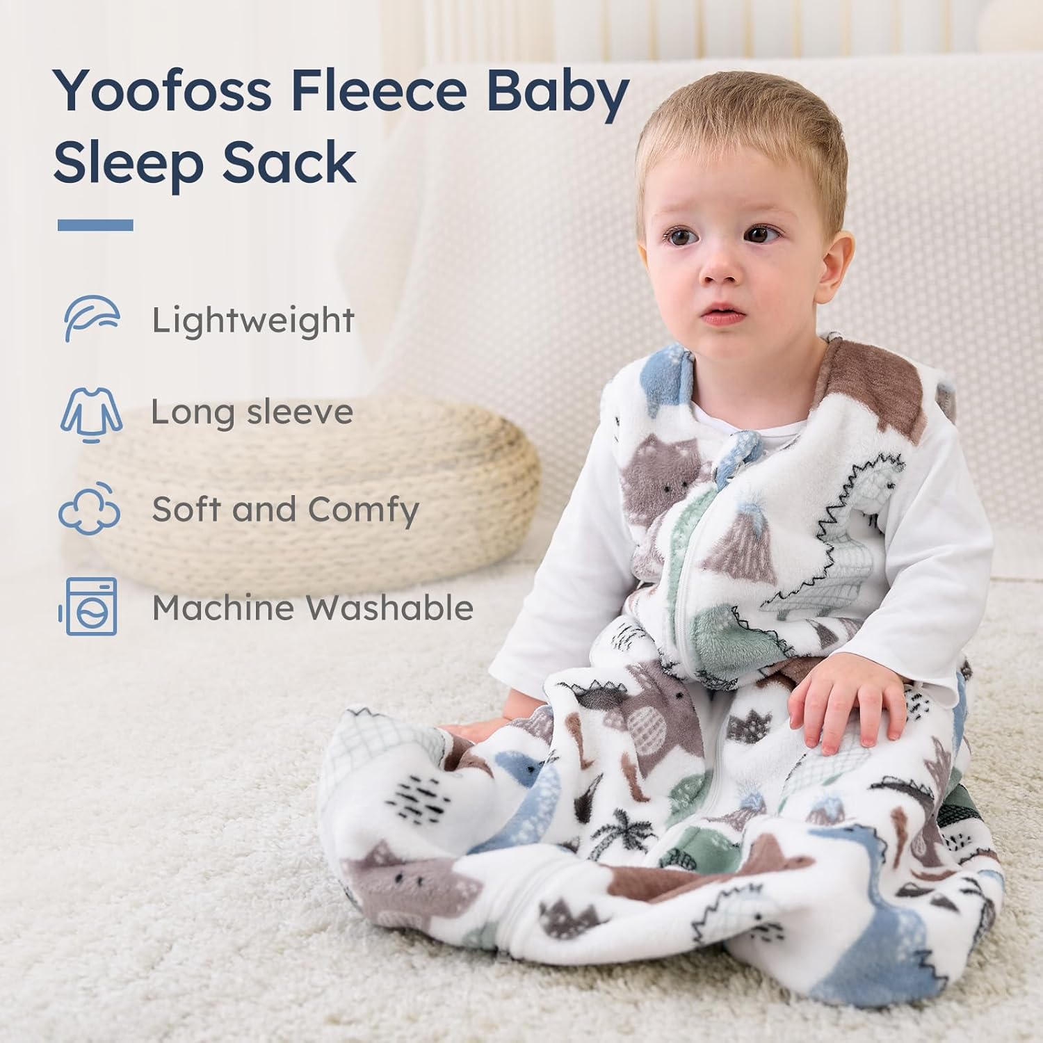 Yoofoss Baby Sleep Sack | 1.5 Tog Fleece Wearable Blanket for 0-6 Months | Soft & Lightweight