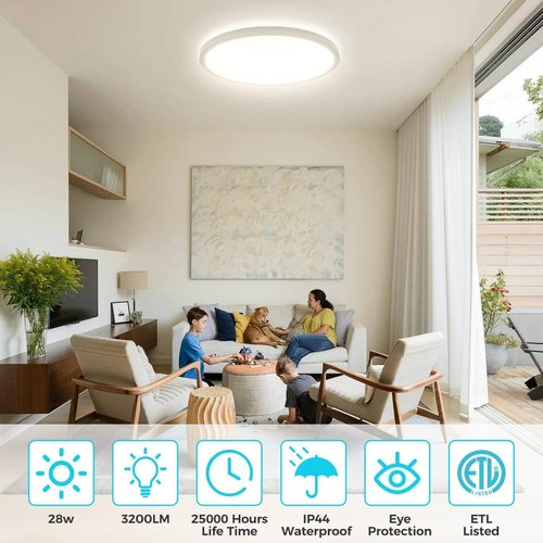 libtit 6 Pack 13 Inch LED Flush Mount Ceiling Light, 3200LM 28W Ultra-Slim LED Ceiling Lights, 3000K/4500K/6000K Selectable Light Fixture for Bedroom, Kitchen, Bathroom, Hallway - White