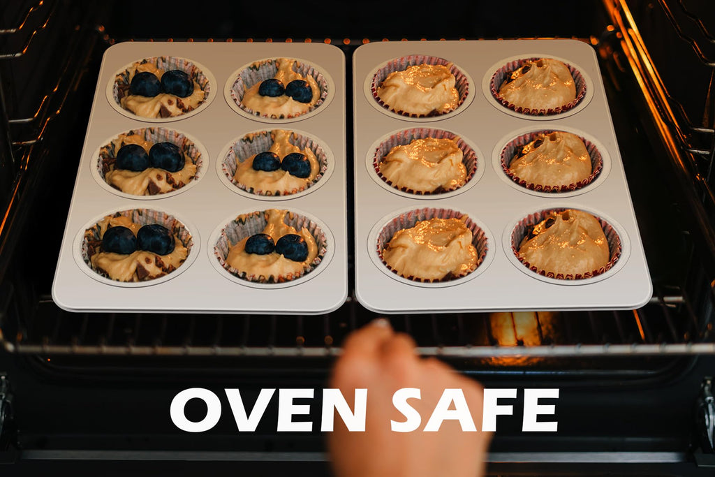 Leonyo Non-Toxic Stainless Steel Muffin Cupcake Pan 6 Cup, 2 Pack