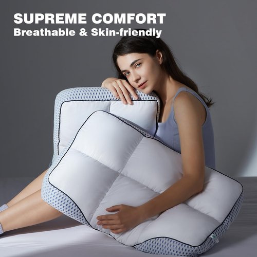 Glaciman Shredded Memory Foam Pillow for Side & Back Sleepers - Firm Ergonomic Pillow for Neck Pain Relief - Machine Washable, Breathable Cooling Mesh Gusset, Queen/Standard (15"x25"x4"), Pack of 2