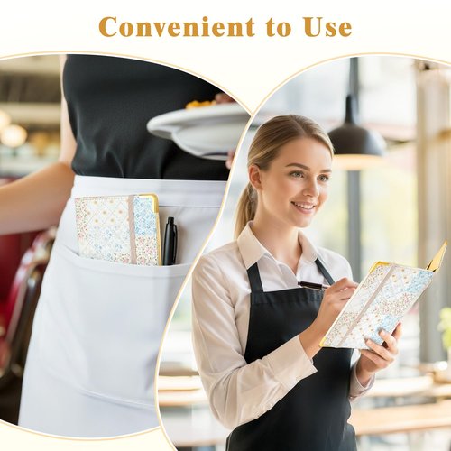 Server Book, Waitress Book with Zipper Pocket, Cute Server Books for Waitress with Pen Holder, Leather Serving Books Fits Servers Aprons