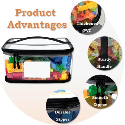 Upgraded Large Storage Toy Organizer, Clear Storage Toy Bags with Label & Manual Pocket for Puzzles (8PCS)