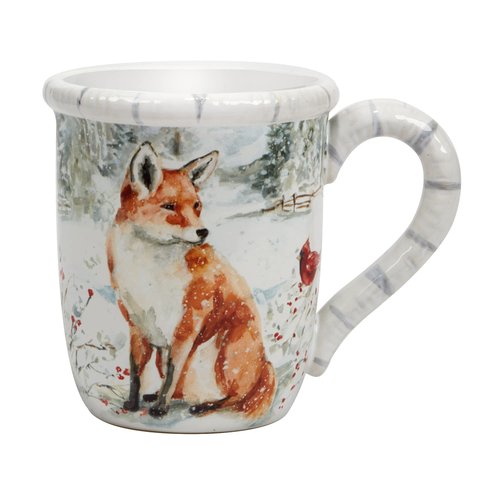 Winter’s Walk Set of 4 Ceramic Mugs – Enjoy hot cocoa, tea, or coffee in these delightful 16oz mugs adorned with foxes, owls, and raccoons, adding a touch of winter wonder to your mornings