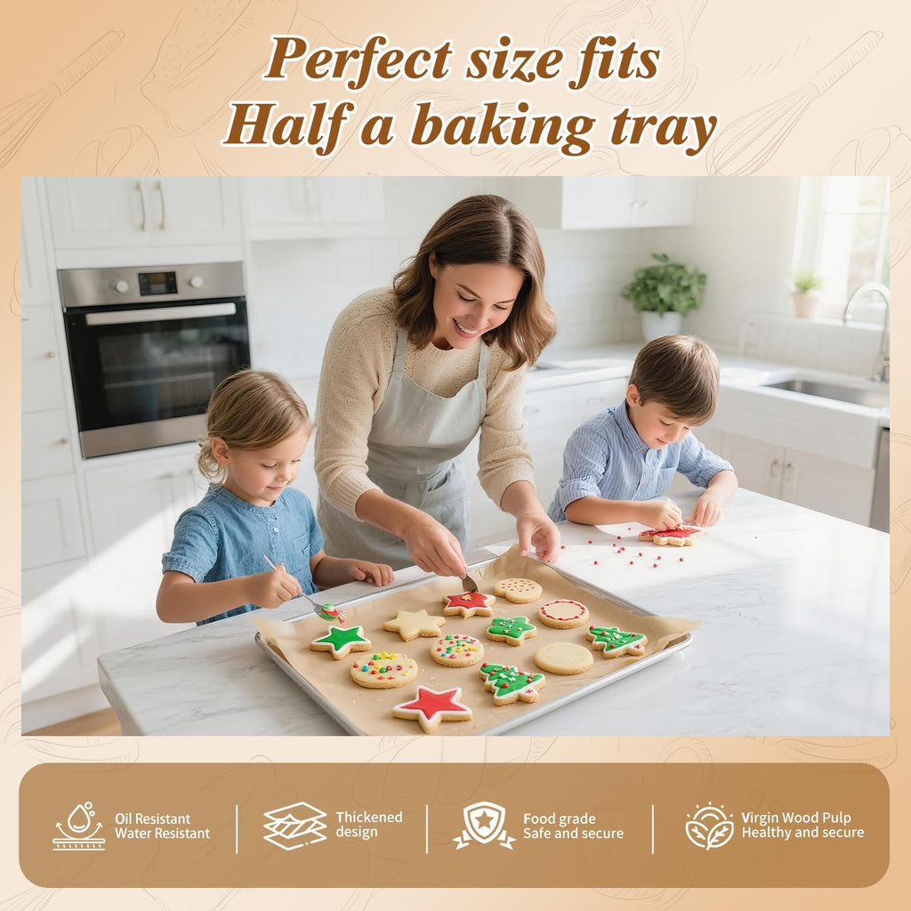 Skiennix Parchment Paper Sheets - 300 Unbleached Non-Stick Baking Sheets | 12x17 Inches for Oven & Air Fryer