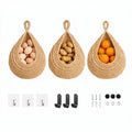 Big Wall Hanging Mounted Fruit and Vegetable Baskets (16in×13in) for Kitchen,3 Pack Boho Storage Baskets with Handwoven Large Strong Hooks for Organizing Potato Onion etc. Plants Decor Organizer.