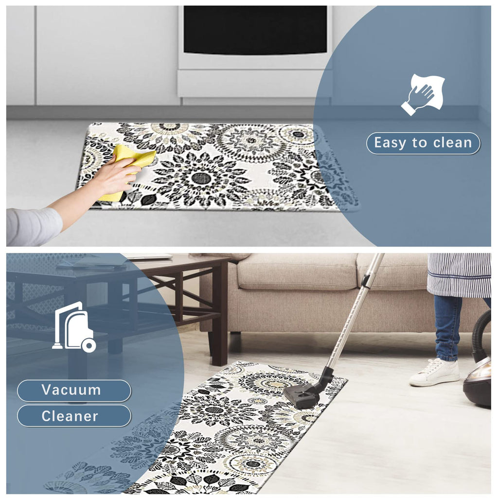 Sofort Kitchen Mat, Cushioned Anti Fatigue Kitchen Rug Set, 2 Pieces Non Slip Waterproof Kitchen Mats for Floor, Comfort Heavy Duty Standing Mat for Kitchen, Laundry, Sink, Office, Desk