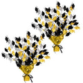 Beistle 2-Pack Metallic Gleam ’N Burst Centerpiece, Black/Gold/Silver Table Decor for Graduation Party with Mini Grad Caps, Tableware Decorations, 15"