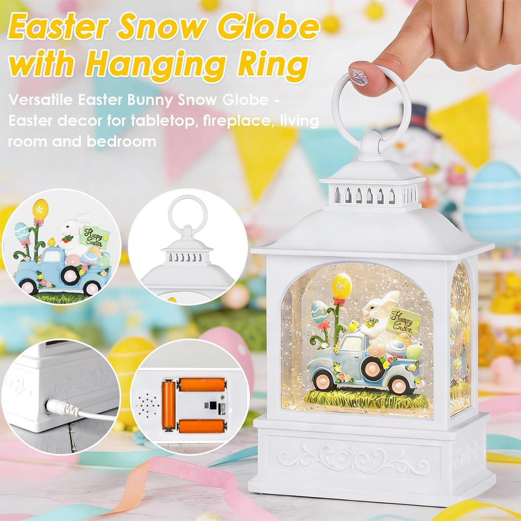 Regine Switzerland Easter Snow Globe - Glitter Bunny Spring Decor with 6-Hour Timer | Perfect for Easter Celebrations