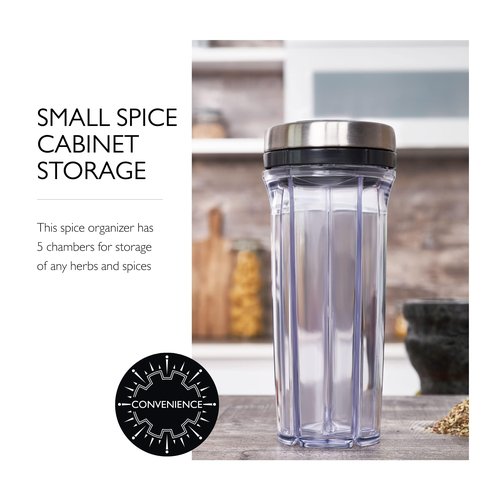 Cole & Mason Saunderton Spice Storage & Shaker - Herb Keeper for Refrigerator, Countertop or Cabinet - Divided Food Storage Container - Spice Shaker with Lid - Clear/Silver