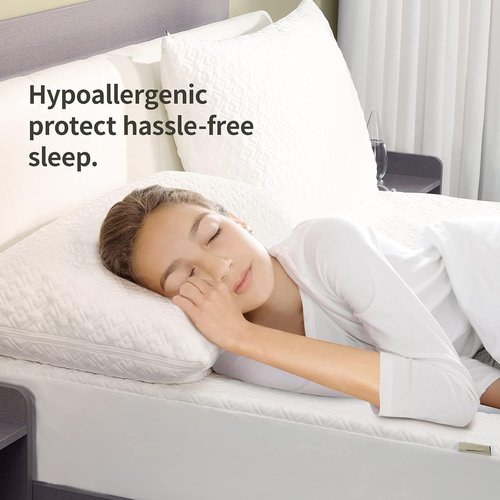 CoolShields Pillow Protector - Waterproof Hypoallergenic Zippered Covers | 2 Pack Standard Size for Better Sleep