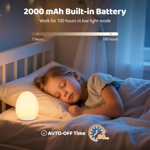 MediAcous Night Light - Soft Silicone Touch Lamp with 7 Color Options & Dimmable Feature | Ideal for Nursery