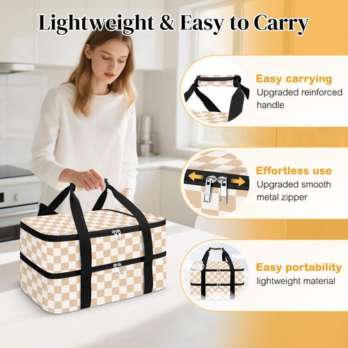 Coobiiya Insulated Casserole Carrier - Keeps Food Hot or Cold | Portable Tote Bag for 9" x 13" Dishes