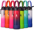 Farsea Insulated Water Bottle - 24 oz Stainless Steel with Paracord Handle & Dual Lids | Sweat-Proof, BPA-Free