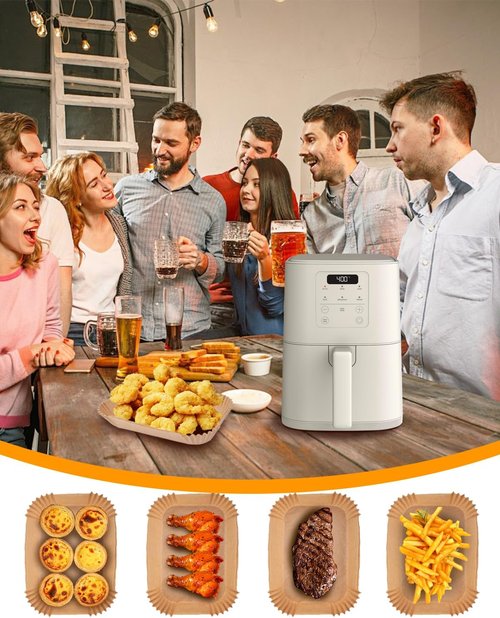 Bella Air Fryer Disposable Paper Liners - 130PC Food Grade Non-Stick Parchment for Easy Cleanup | Rectangle