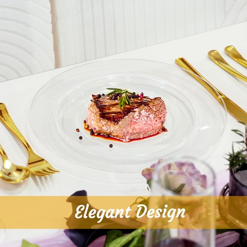 ROCOHANTI 200 PCS Clear Plastic Plates, Plastic Disposable Plates Include 100 Dinner Plate and 100 Dessert Plate Perfect for Holiday, Birthday, Wedding & Party