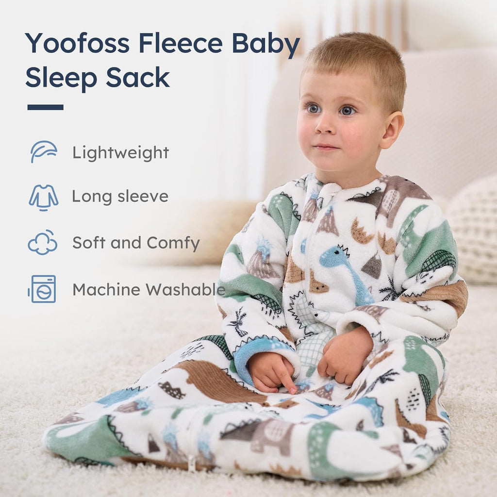 Yoofoss Baby Sleep Sack - Long Sleeve 1.5 Tog Fleece Wearable Blanket for 12-18 Months | Soft & Warm