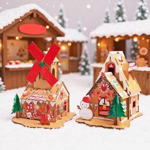 JeVenis Gingerbread House Craft Kit - DIY 3D Build & Paint for Christmas Decor | Fun Arts & Crafts Activity