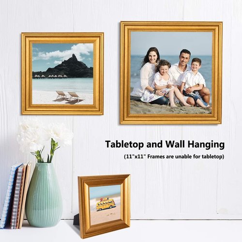 LaVie Home 8x8 Picture Frame - Gold Square Photo Frame Set with High Definition Glass for Wall & Table Display