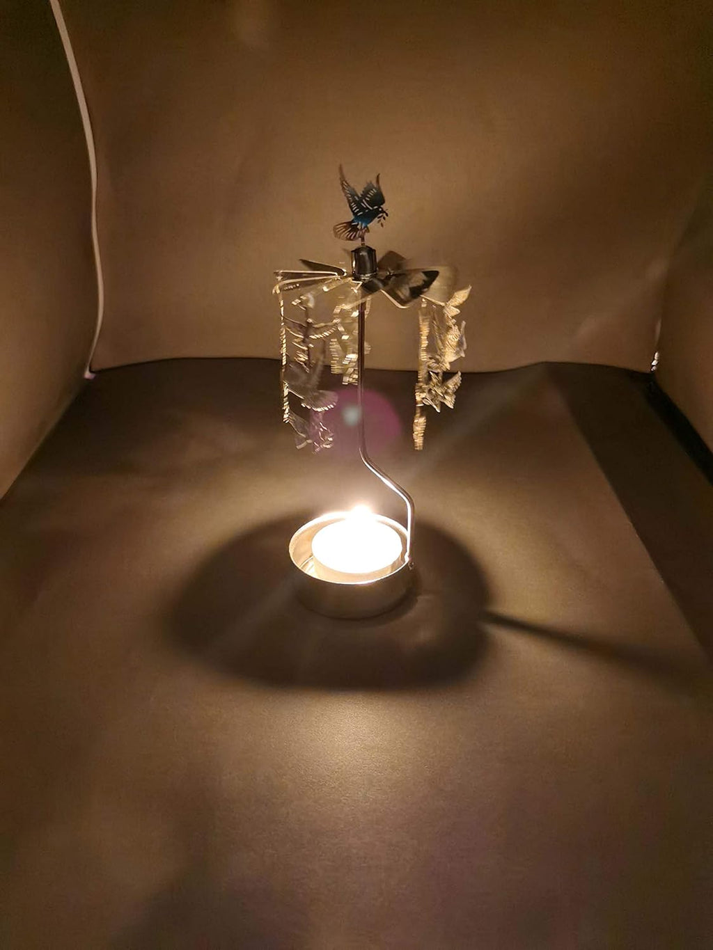 Skiennix Rotary Candle Holder - Elegant Spinning Metal Design | Small Dove of Peace Gift