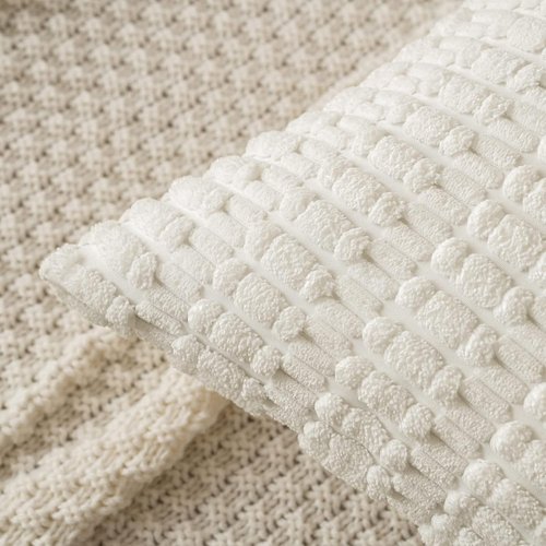 MIULEE Corduroy Decorative Throw Pillow Covers - Soft Boho Striped Design | 18x18 Inch Pure White for Modern Home Decor