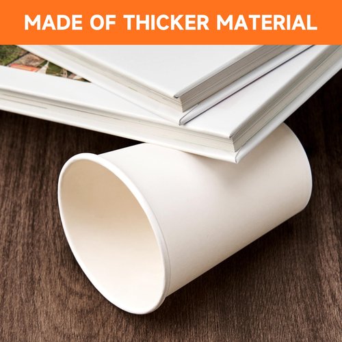 METAPRINT 500 Count 12 oz Disposable Paper Coffee Cups, White Hot Paper Cups for Cafes, Bistros, Parties, and Events