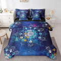 Erosebridal Exotic Flowers Bedding King Size 7pcs, Vintage Bohemian Style Lightweight Kids Teens Bed Set, Boho Galaxy Printed Bedding Sets & Collections Bed in a Bag, Blue Green Chic Bed Sheets Set