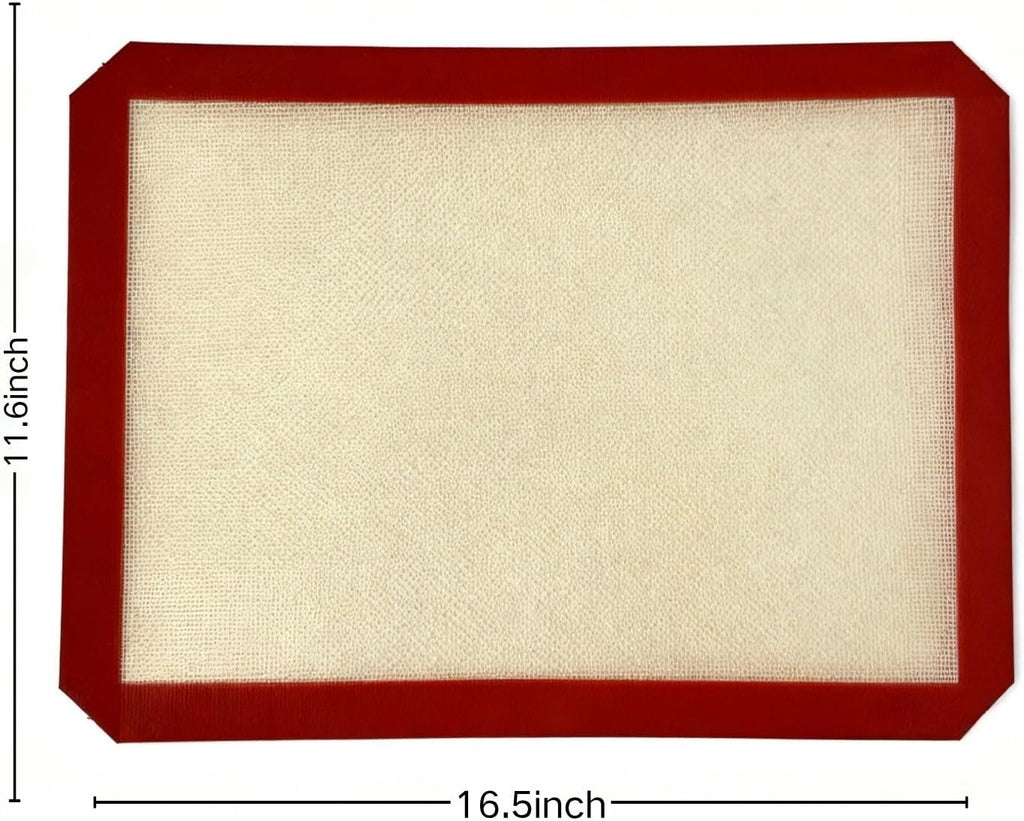 Silicone Baking Mat - 2 Pack Non-Stick Reusable Baking Mats for Oven | 16.5 x 11.6 Inches, Red