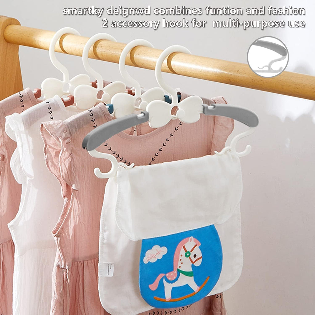 WJWSKI Kids Hangers - 50 Pack Adjustable Toddler Clothes Hangers for Nursery | Space-Saving Grey Design