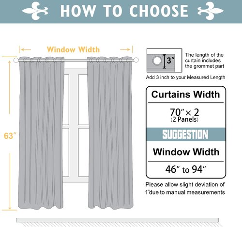 ChrisDowa Blackout Curtains - Extra Wide Thermal Insulated Room Darkening Panels | Light Grey, 70 x 63 Inch