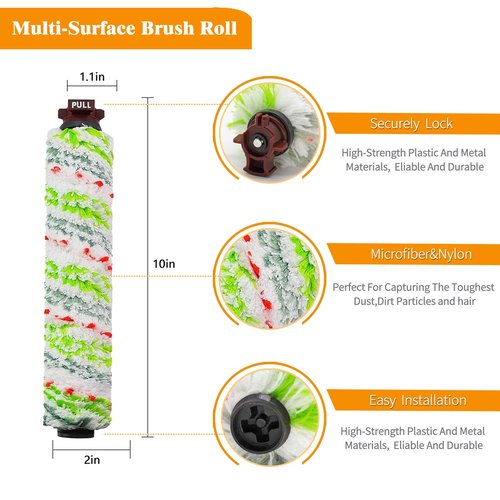 KLAQIAN 1785 2306A Crosswave Pet Pro Replacement Parts for Bissell Crosswave Roller Brush Replacement and Crosswave Replacement Filter (2 Multi-Surface Pet Brush Rolls+2 Filters)
