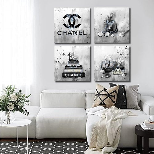 Meetdeceny Bedroom Wall Decor - Black & White Handbag Art for Teen Girls | Stylish Canvas Prints - 20"x20" (4 Pieces)