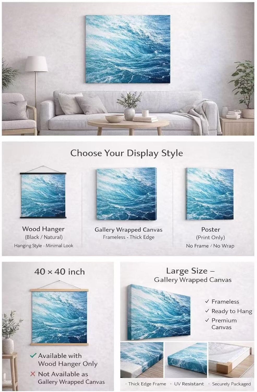 ZXDZSM Custom Canvas Prints - Personalized Photo Upload (16" x 20") for Unique Home Decor