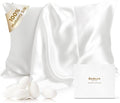 Bedsure 100% Pure Mulberry Silk Pillowcase - Cooling White Silk Case for Hair & Skin | Standard Size 20x26 Inches