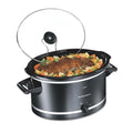 Hamilton Beach Slow Cooker with 3 Cooking Settings, Dishwasher-Safe Stoneware Crock & Glass, 8-Quart Built-In Lid Rest, Black