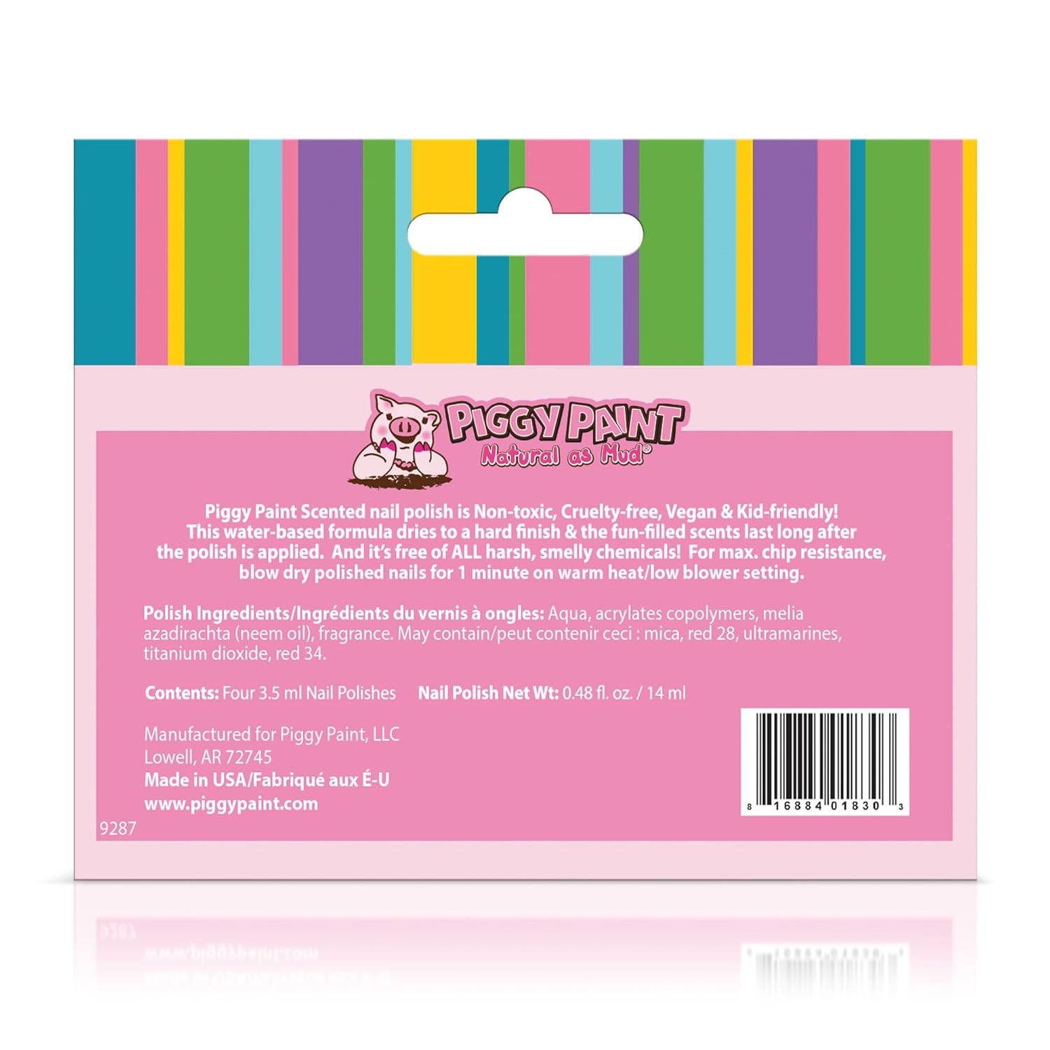 PIGGY PAINT Non-Toxic Girls Nail Polish Set - Safe, Chemical-Free & Scented | 4 Color Collection