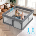 Grey Baby Playpen - Full Cover Anti-Collision Cloth Playard | 64"x64" Modern Safety Center for Infants