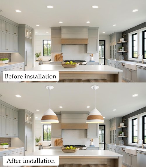 VTYXCTIGJ Recessed Can Light Conversion Kit for 5" and 6" Ceiling Light Fixtures Upgrade, Pendant/Hanging Light, Ceiling Fans Compatible, Includes 7¾" Flat Steel Medallion, White Finish (White-2)