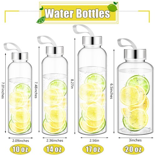 Zubebe 40 Pcs 17 oz Water Bottles Bulk with Caps Plastic Reusable Shaker Juice Cups with Stainless Steel Leak Proof Lids Sensory Bottles Empty for Crafts Sport Team Gifts School Party Supply