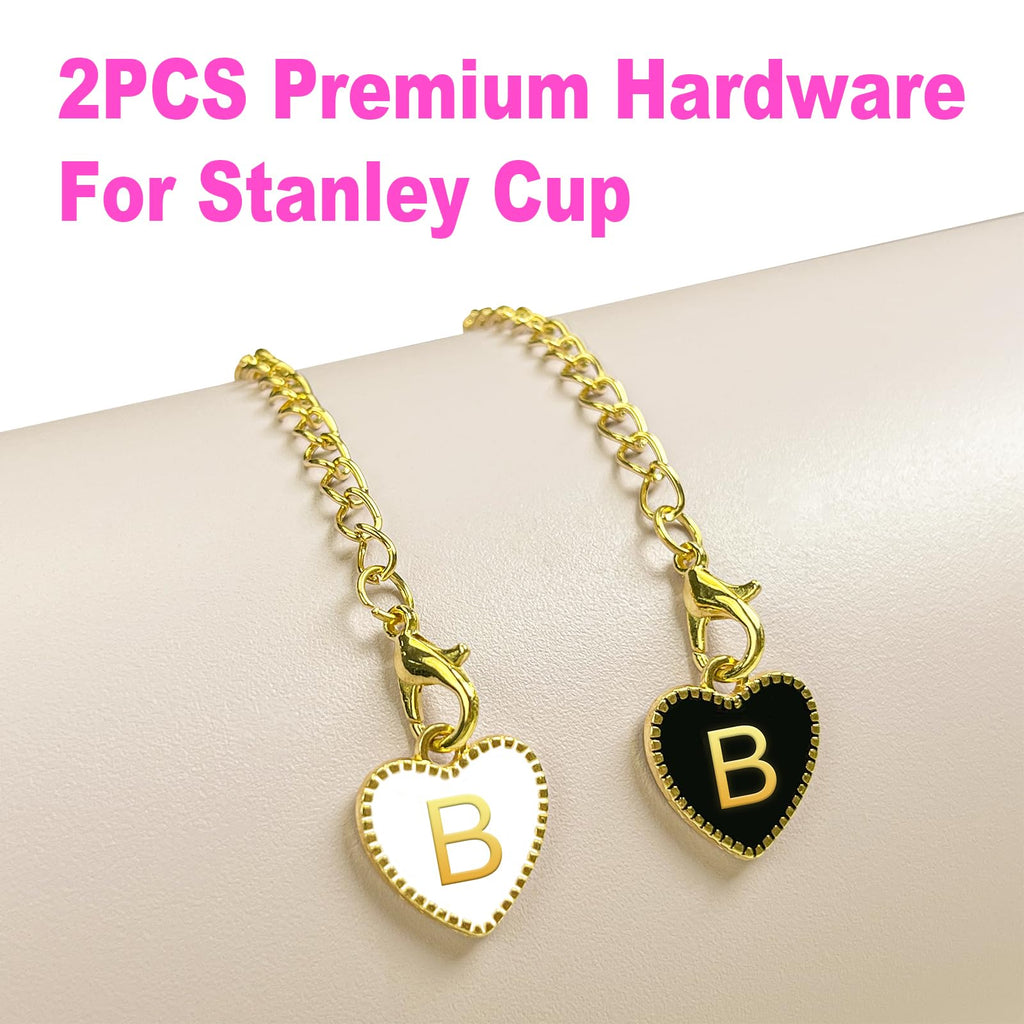 (2+2 Straw Cover 10mm and Initial Letter Charms Accessories For Stanley Tumbler Cup, Straw Cap Topper/Letters A to Z Charm Chains Name ID Personalized For Stanley 30&40 Oz Cup Tumbler