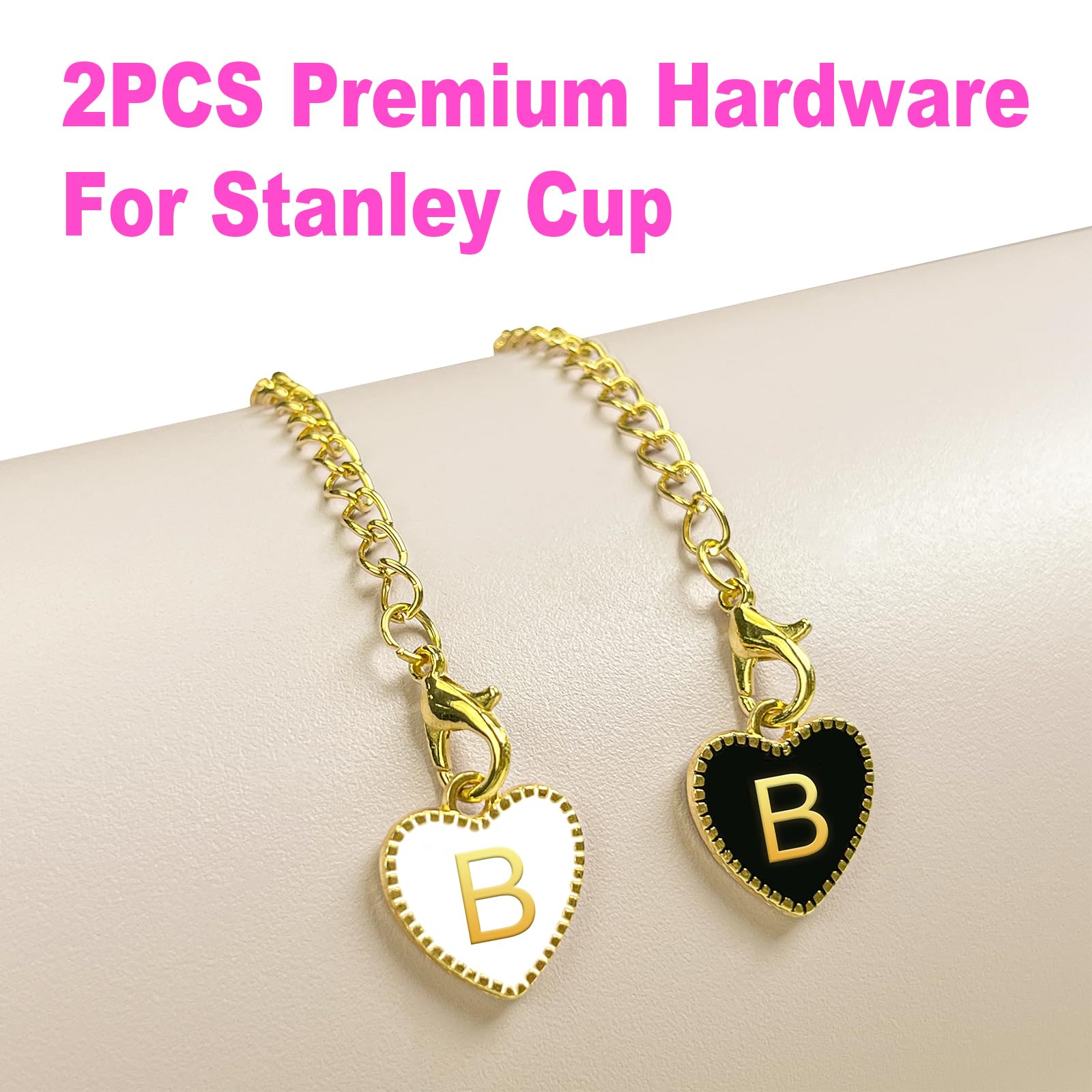 (2+2 Straw Cover 10mm and Initial Letter Charms Accessories For Stanley Tumbler Cup, Straw Cap Topper/Letters A to Z Charm Chains Name ID Personalized For Stanley 30&40 Oz Cup Tumbler
