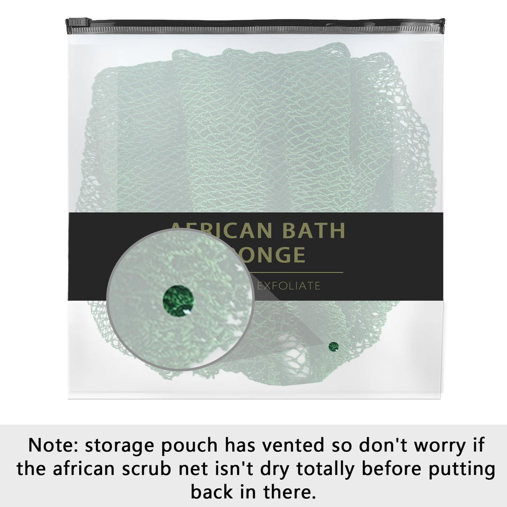 African Net Sponge Authentic with Knots - African Exfoliating Net Sponge with Handles for Body Scrubber Exfoliator - Real Africa Back Wash Bath Sponges for Shower Machine Washed & Bathing Accessories
