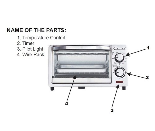 Continental Electric CE-TO101 4-Slice Toaster Oven, Frozen Snack, White