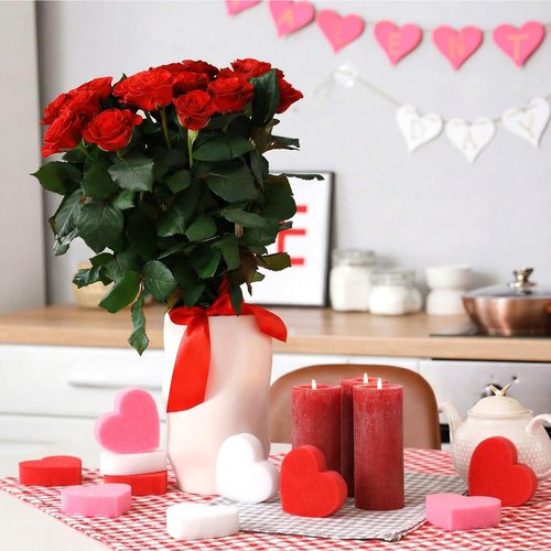 Tioncy 12 Pack Pink Heart Kitchen Sponges Bulk Dual Sided Valentine Scrubber Sponges Dishwashing Cleaning Accessories for Valentine Kitchen Supplies