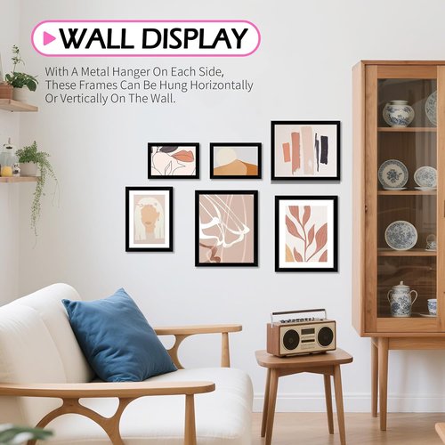HOMERHYME 8x10 Picture Frame Set of 8 - Black Photo Frames for Tabletop or Wall Display | Fits 5x7 with Mat or 8x10 Without