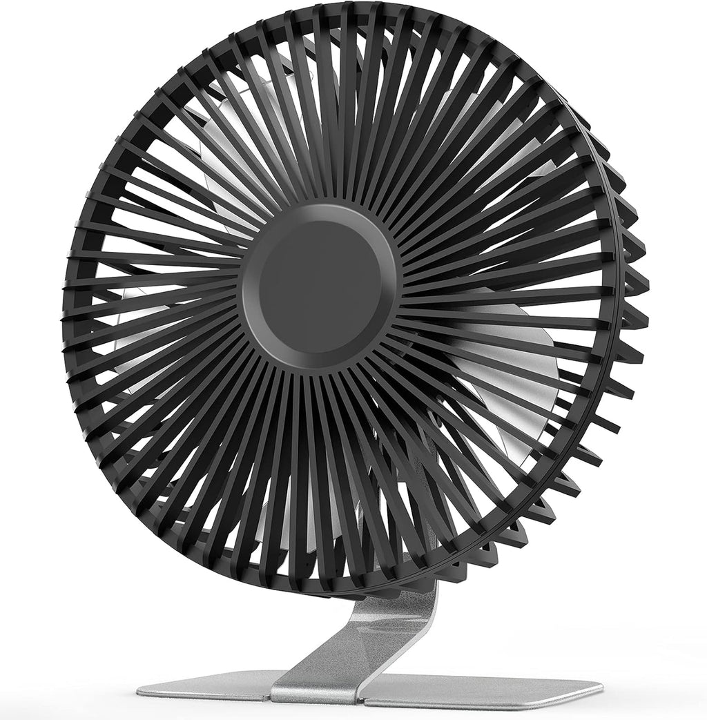 SLENPET USB Desk Fan - 6 Inch Ultra-Quiet Mini Fan with 4 Speeds & 90° Adjustment | Portable Silver Design for Home & Office