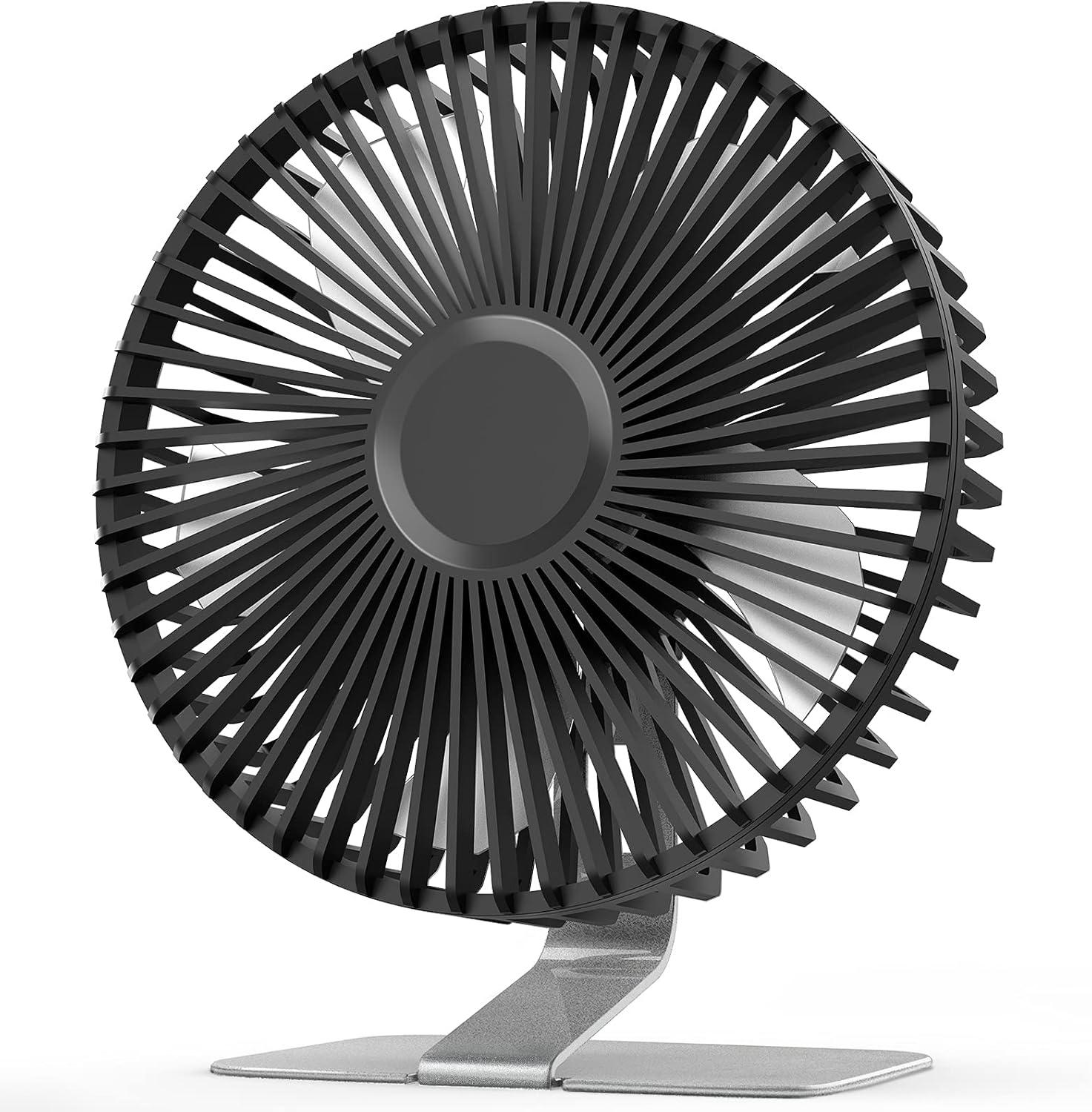 SLENPET USB Desk Fan - 6 Inch Ultra-Quiet Mini Fan with 4 Speeds & 90° Adjustment | Portable Silver Design for Home & Office